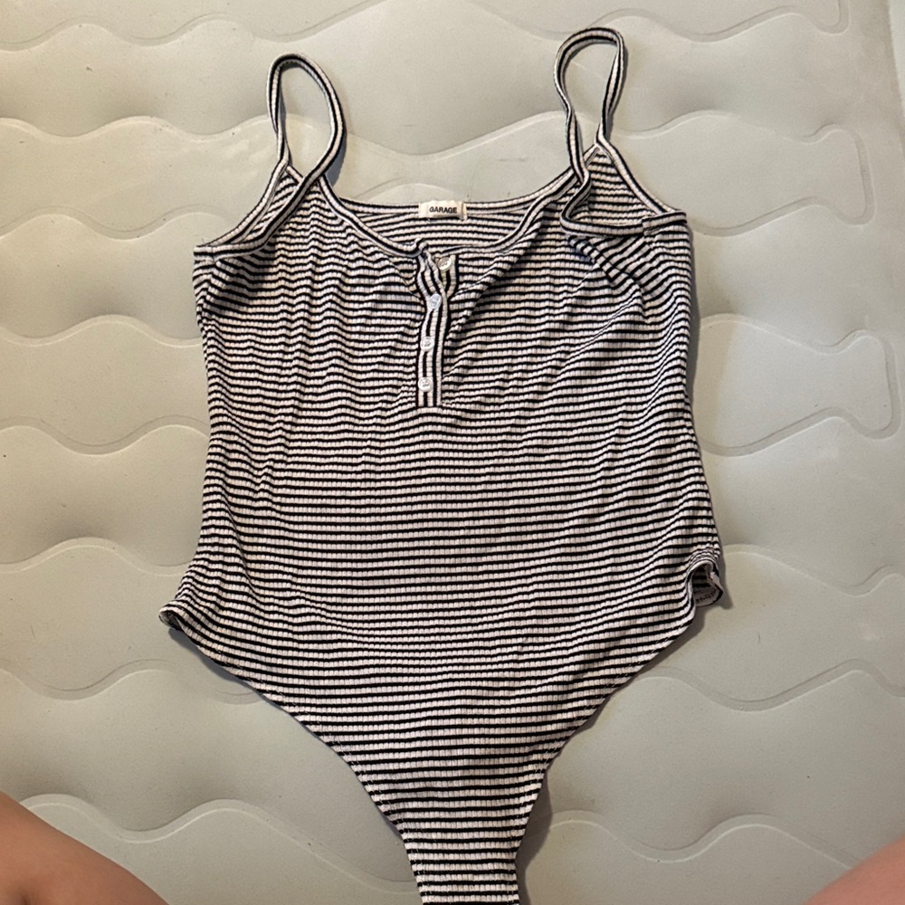 Garage Black and White Striped Top